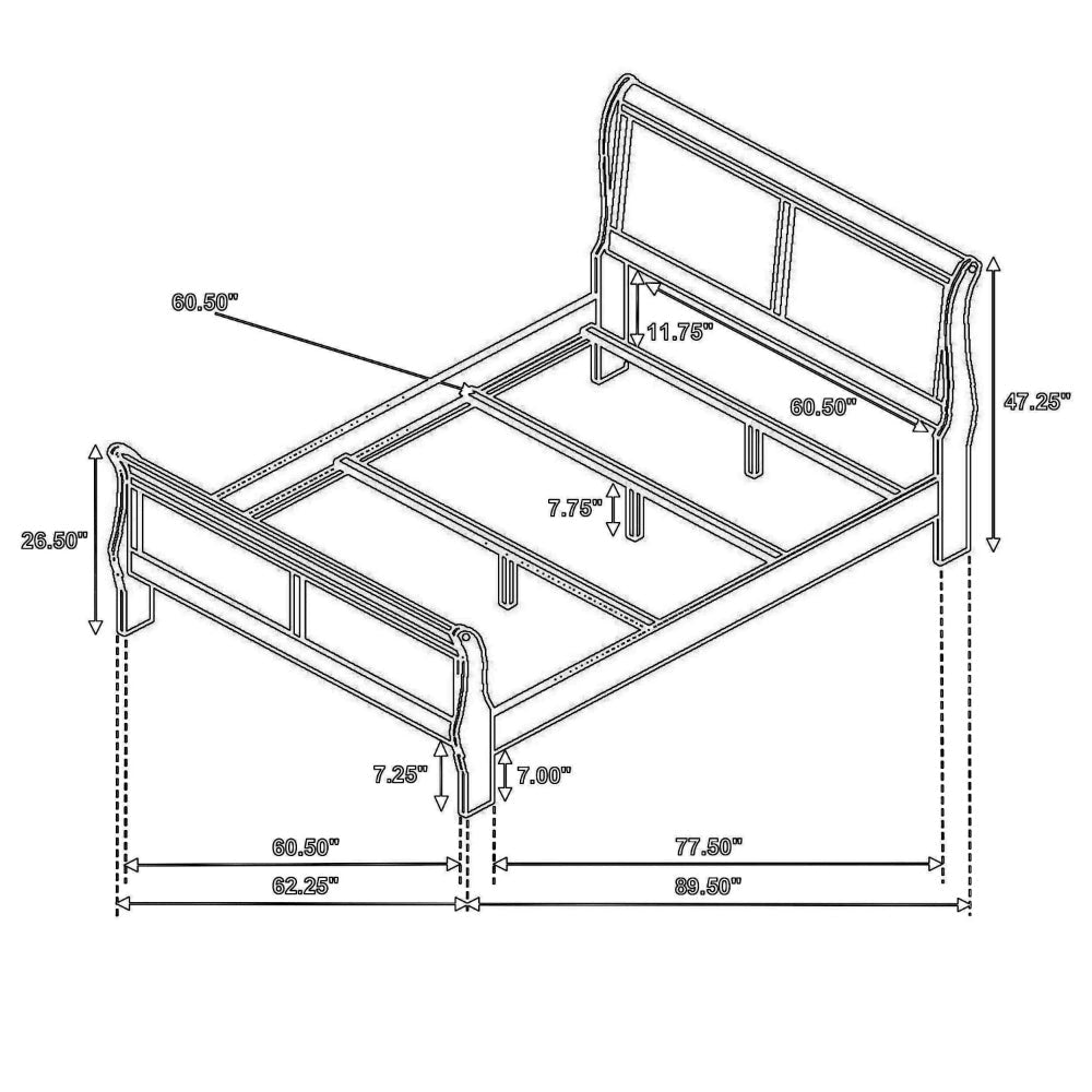 Nim Queen Size Bed Sleigh Panel Headboard Design White Low Profile