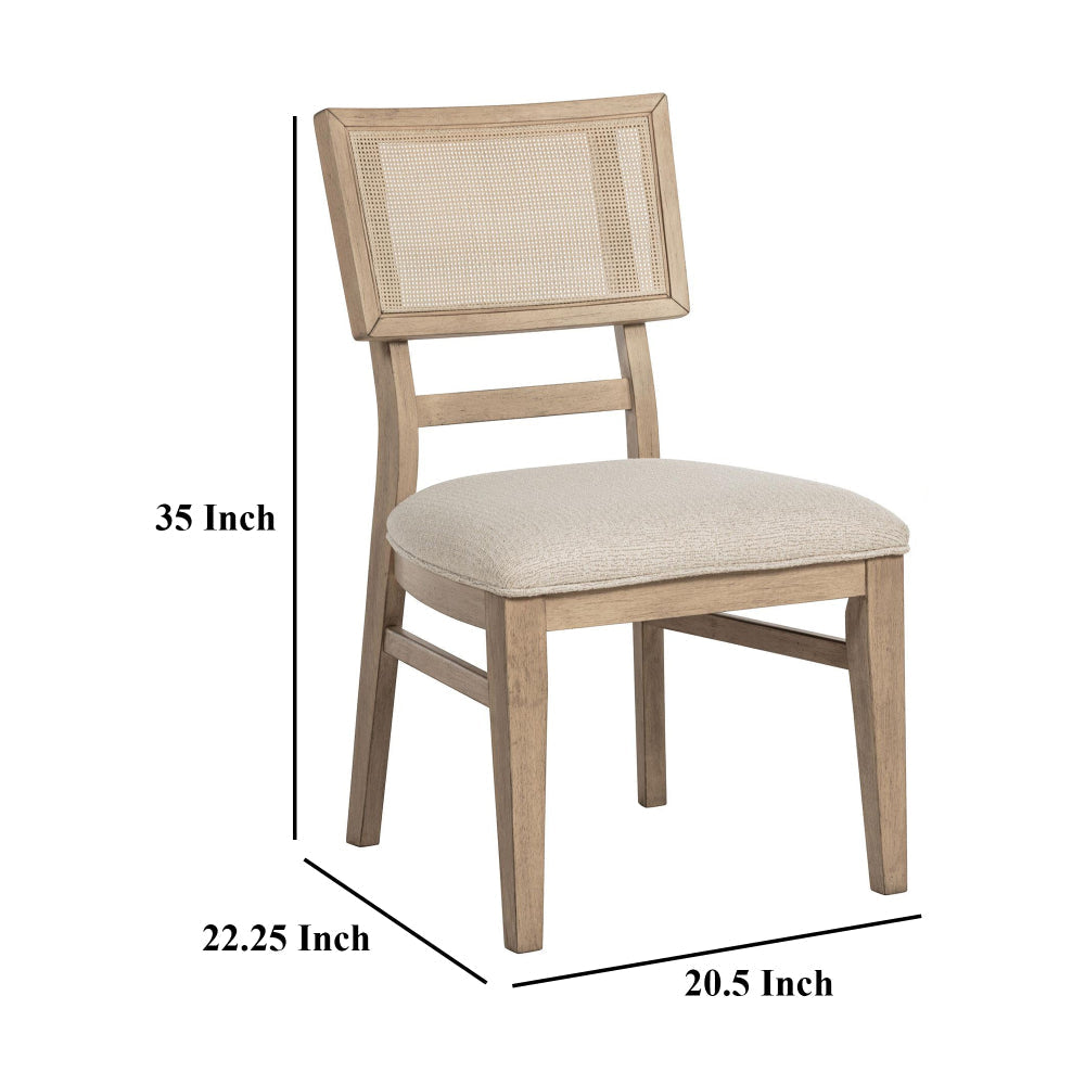 Lno Dining Side Chair Set of 2 Radio Cane Woven Back Beige Wood BM328698