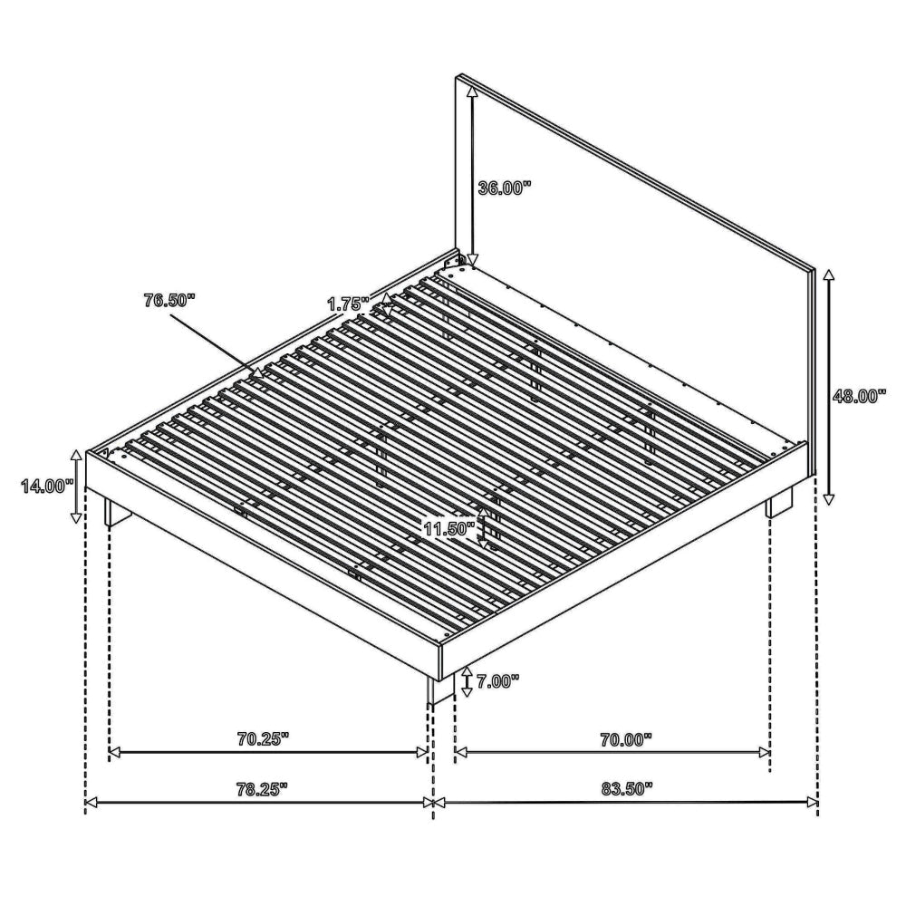 Genu King Size Platform Bed Panel Headboard Warm Walnut Brown Wood