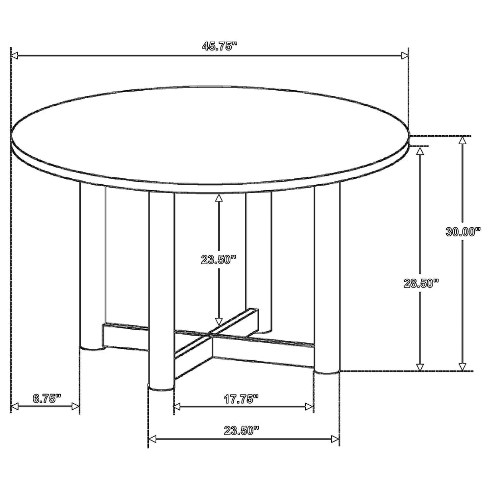 Billie Dining Table Brown Wood Frame Cross Legs Round 46 Inch BM328734
