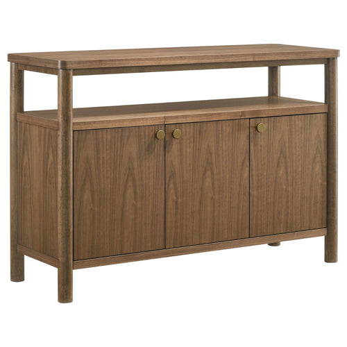 Billie Sideboard Buffet Cabinet, 3 Doors 1 Shelf, Brown Wood, 52 Inch