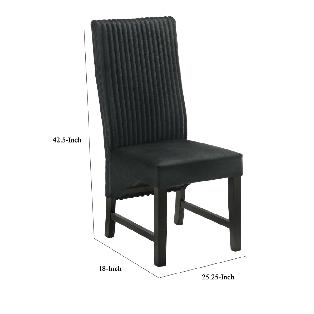 Ranna Dining Chair Set of 2 Black Velvet Foam Cushions Hardwood BM328756