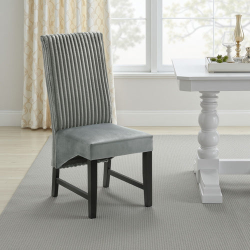 Ranna Dining Chair Set of 2, Gray Velvet Foam Cushions, Hardwood