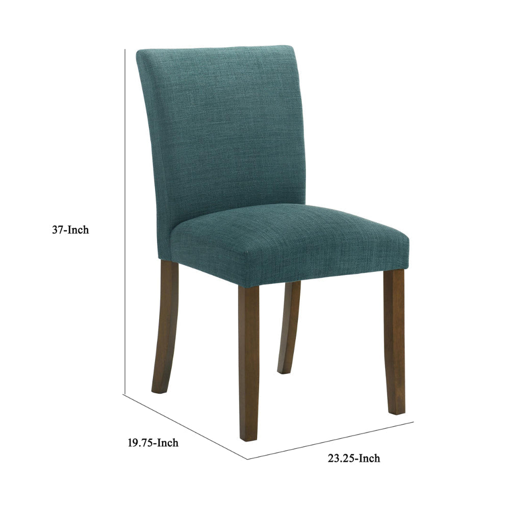 Cana Dining Chair Set of 2 Blue Fabric Foam Cushion Brown Wood Legs BM328760