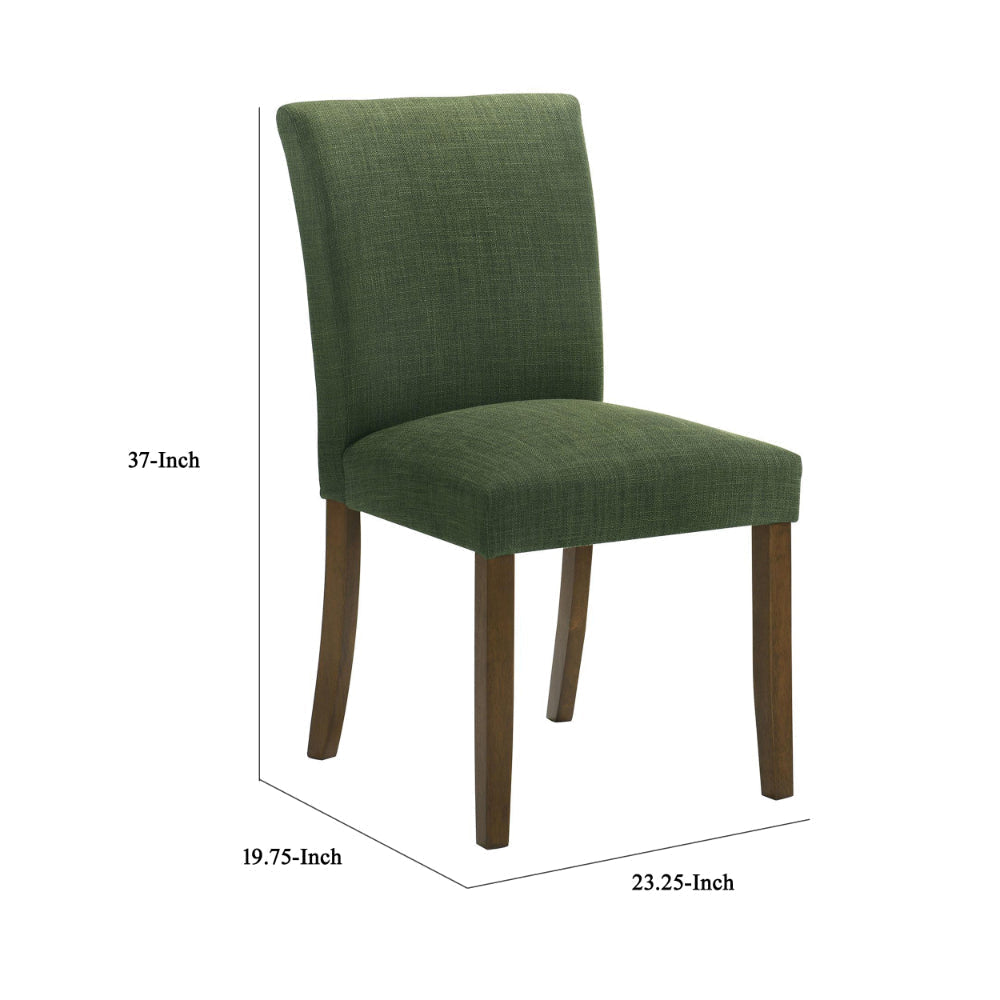 Cana Dining Chair Set of 2 Green Fabric Foam Cushion Brown Wood Legs BM328761