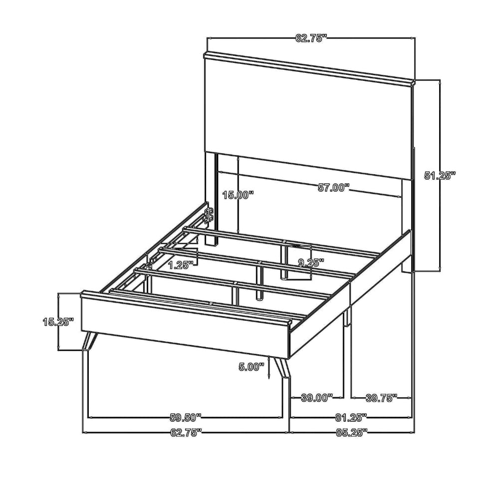 Wemy Queen Size Bed Tall Panel Headboard Natural Brown Pine Finish
