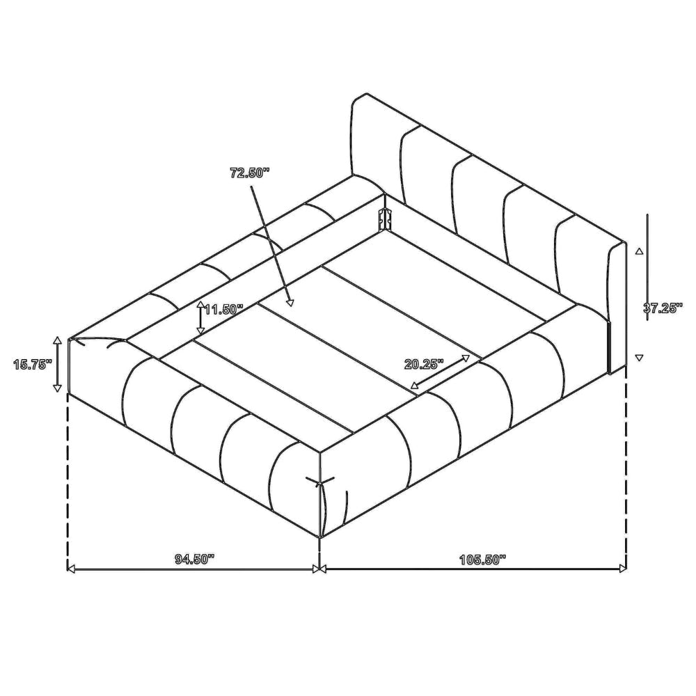 Limo California King Platform Bed Gray Upholstered Frame Low Profile