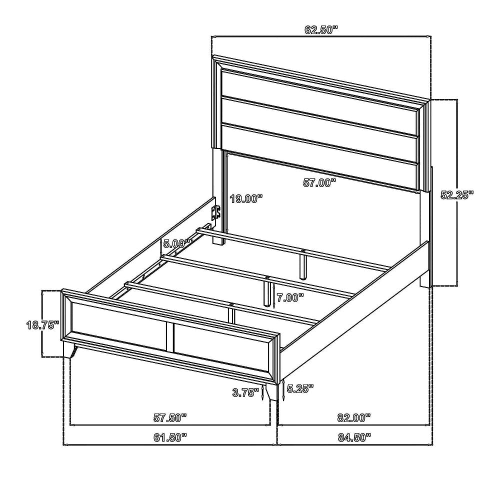 Yels Queen Size Bed Channel Tufted Taupe Upholstery Dark Brown Wood BM328822