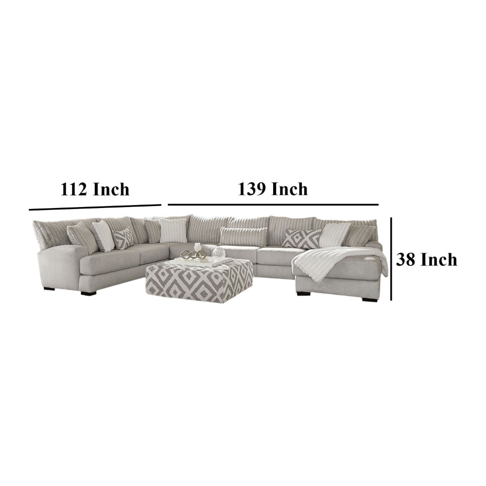 Tara Sectional L Sofa Gray Chenille 9 Accent Pillows 139 Inch BM328833