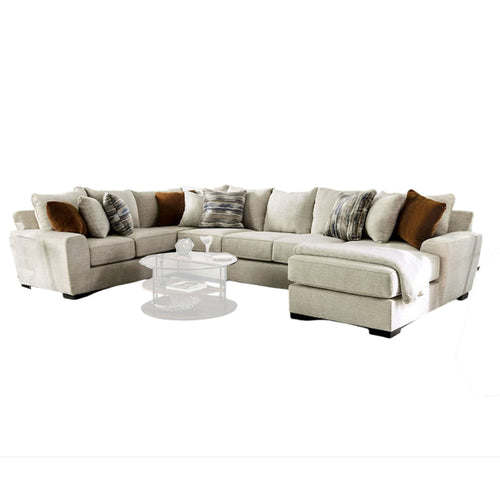 Hugh U Shape Sectional Sofa, Chaise, 9 Throw Pillows, 101 Inch Beige