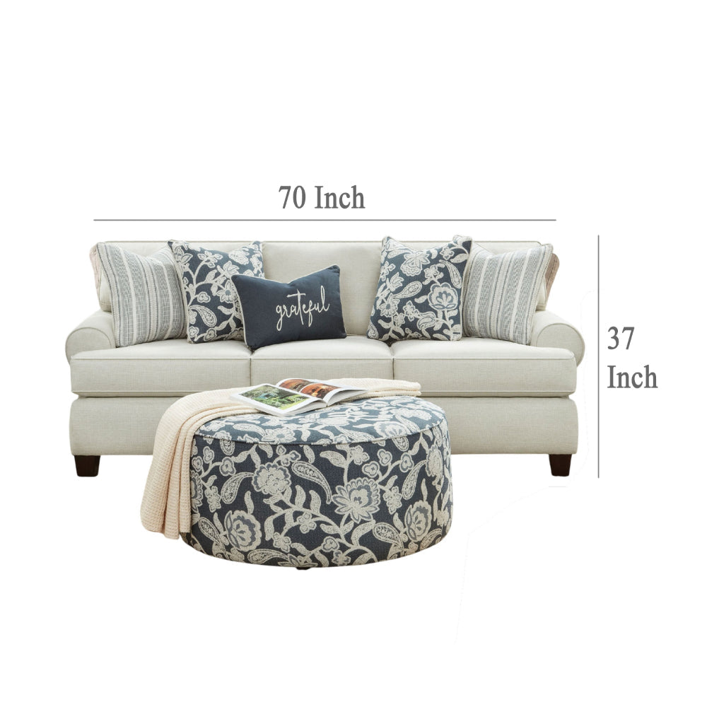 Pery 2pc Sofa and Loveseat Set 9 Accent Pillows Ivory Chenille BM328926