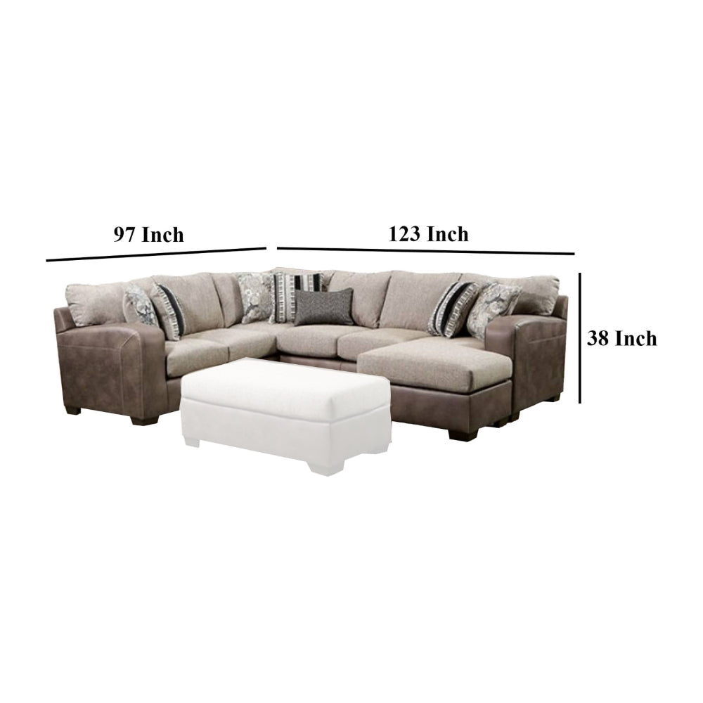 Lila Sectional Sofa Brown Microfiber Fabric 7 Pillows 123 Inch BM328954