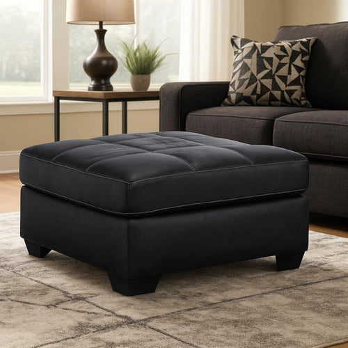 Ashley Barl Oversized Ottoman, Classic Black Faux Leather Cushion, 36 Inch