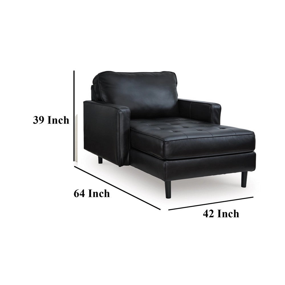 Ashley Bryc Chaise Lounge Chair Classic Black Real and Faux Leather 64 Inch BM328971