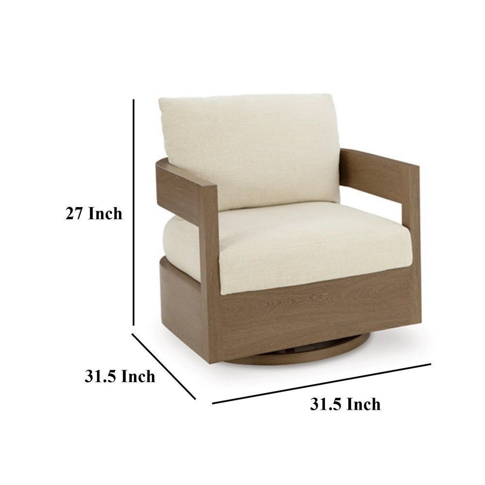 Ashley Baily Outdoor Swivel Glider Lounge Chair Cream White Brown Metal BM328993