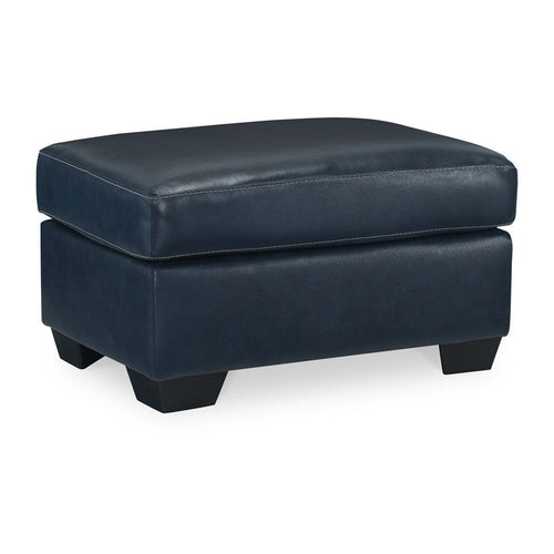 Ashley Orion Ottoman, 34 Inch Rich Ocean Blue Real and Faux Leather Cushion