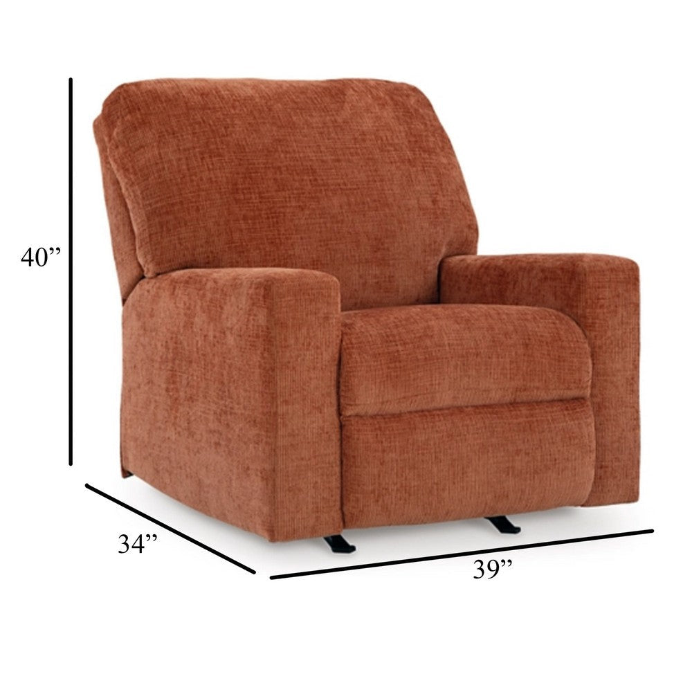 Ashley Avie Rocker Recliner Chair Gentle Motion Burnt Orange Polyester BM329024