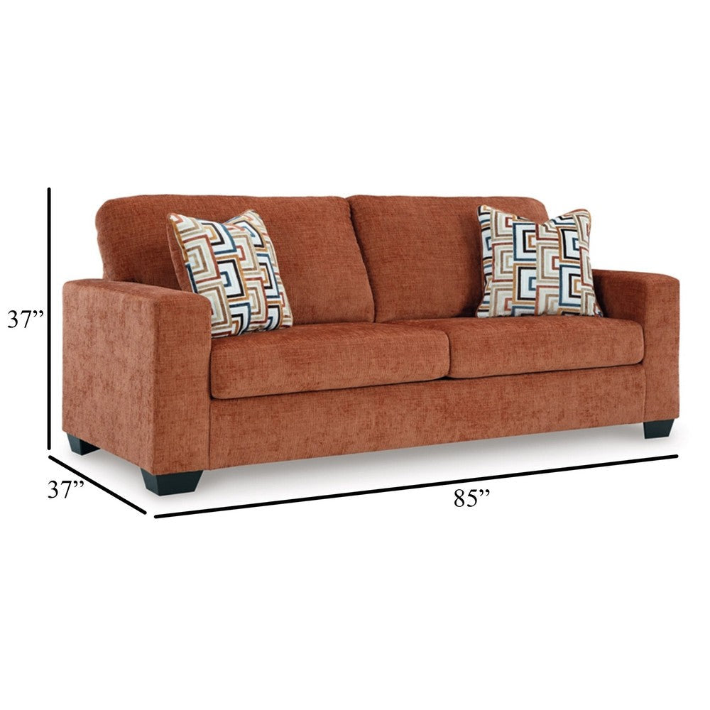 Ashley Avie Sofa 2 Accent Pillows 85 Inch Soft Burnt Orange Polyester