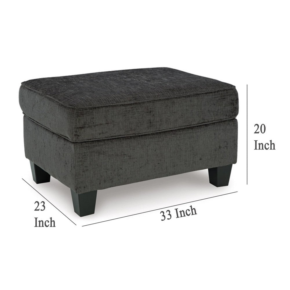 Ashley Erin Ottoman with Corner Block Frame 33 Inch Dark Gray Polyester BM329033