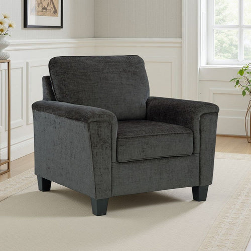 Ashley Erin Accent Armchair, Modern Tapered Legs, Plush Dark Gray Polyester