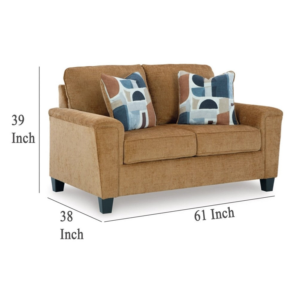 Ashley Erin Loveseat 2 Accent Throw Pillows 61 Inch Light Brown Polyester