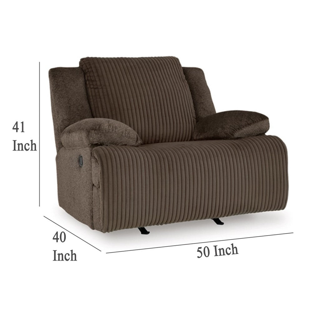 Ashley Vincent Manual Rocker Recliner Chair Chocolate Brown Corduroy Fabric BM329047