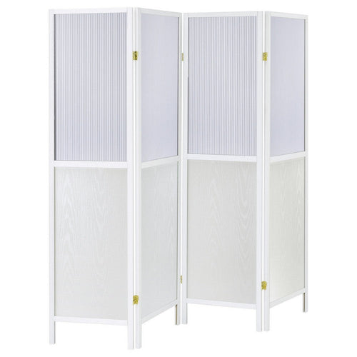 Matt 4 Panel Screen Room Divider, Folding Modern White Finish, 70 Inch