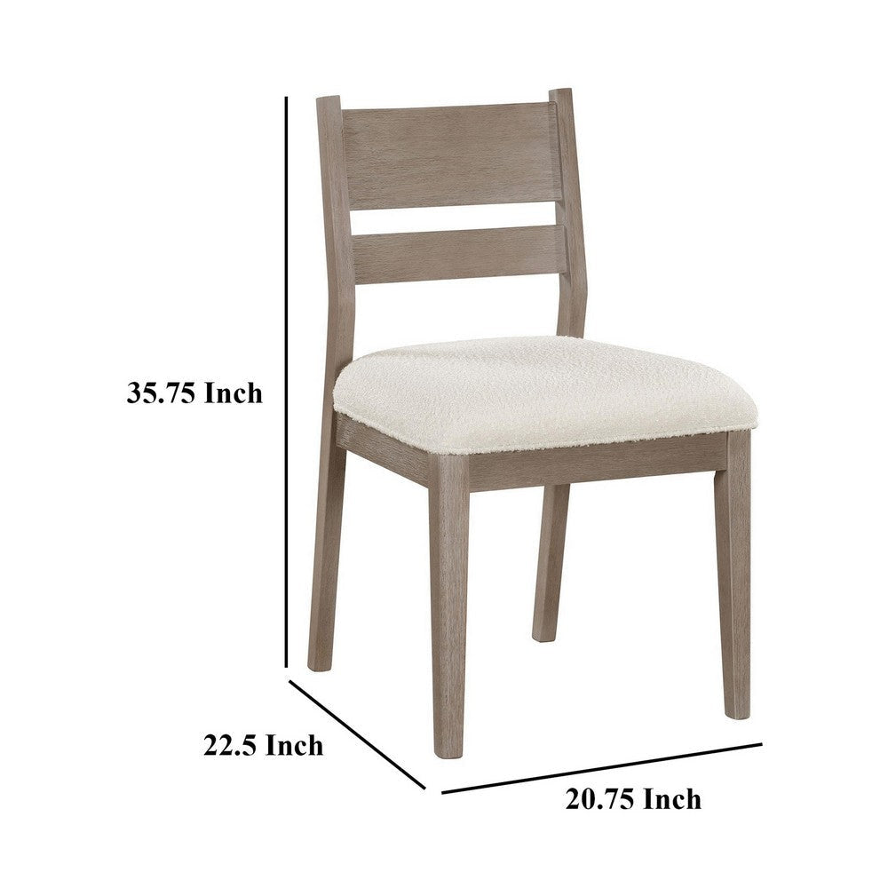 Elia Dining Side Chair Set of 2 Ladderback Gray Wood Cream Fabric BM329137