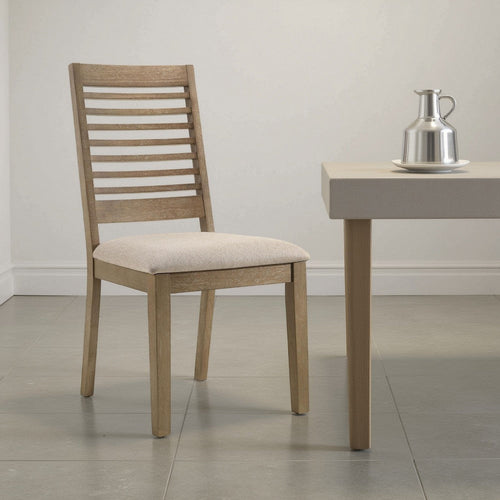 Scott Dining Side Chair Set of 2, Ladderback, Brown Wood, Latte Fabric