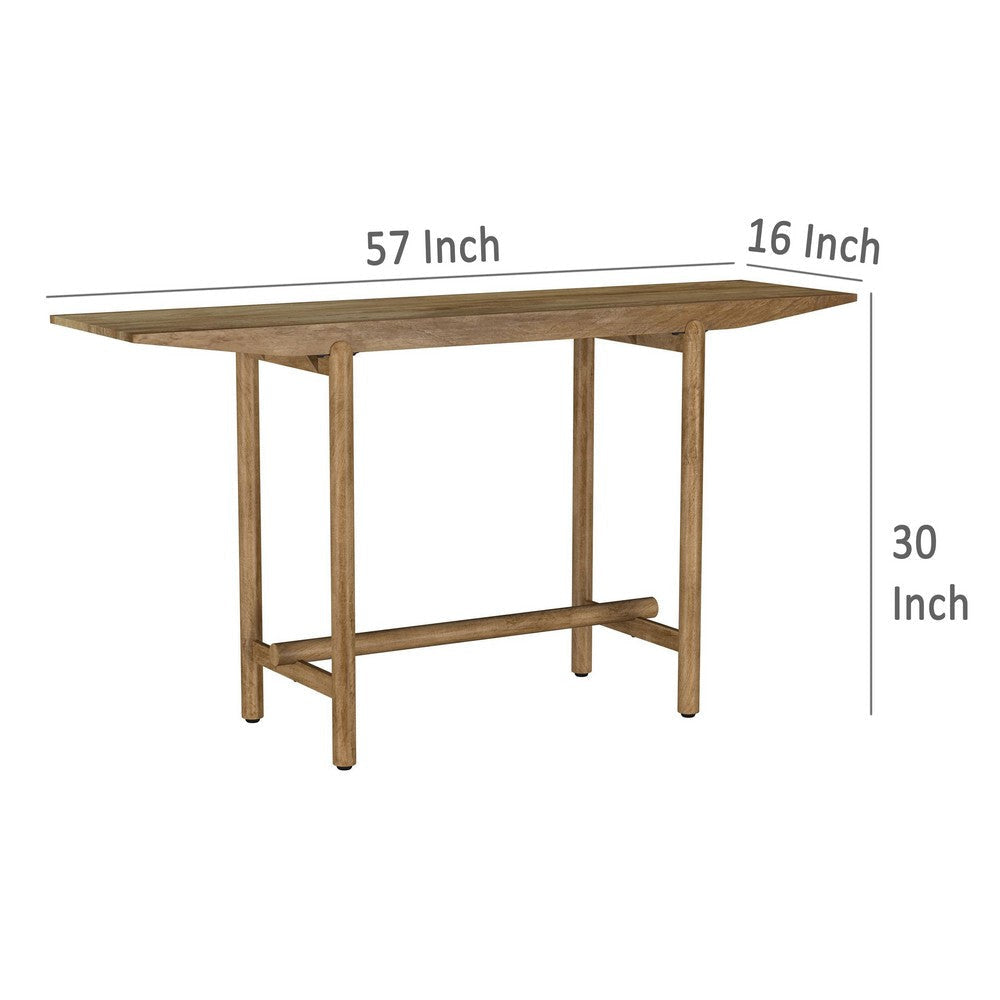 Arius Sofa Console Table 57 Inch Slim Rectangular Brown Mango Wood BM329153