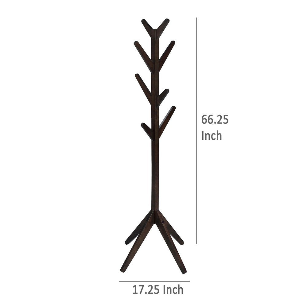 Margo Coat Rack 8 Hooks and Tree Inspired Design Brown Solid wood
