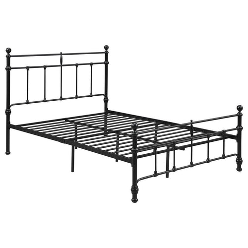 Nevy Full Size Bed, Classic Intricate Detailed Black Metal Open Frame