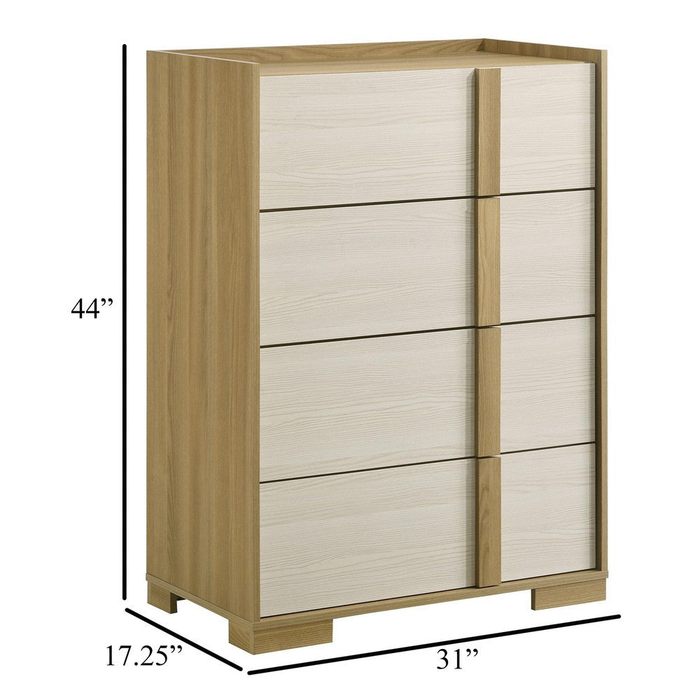 Hyle Tall Dresser Chest 4 Drawers Modern Natural Brown and White BM329250