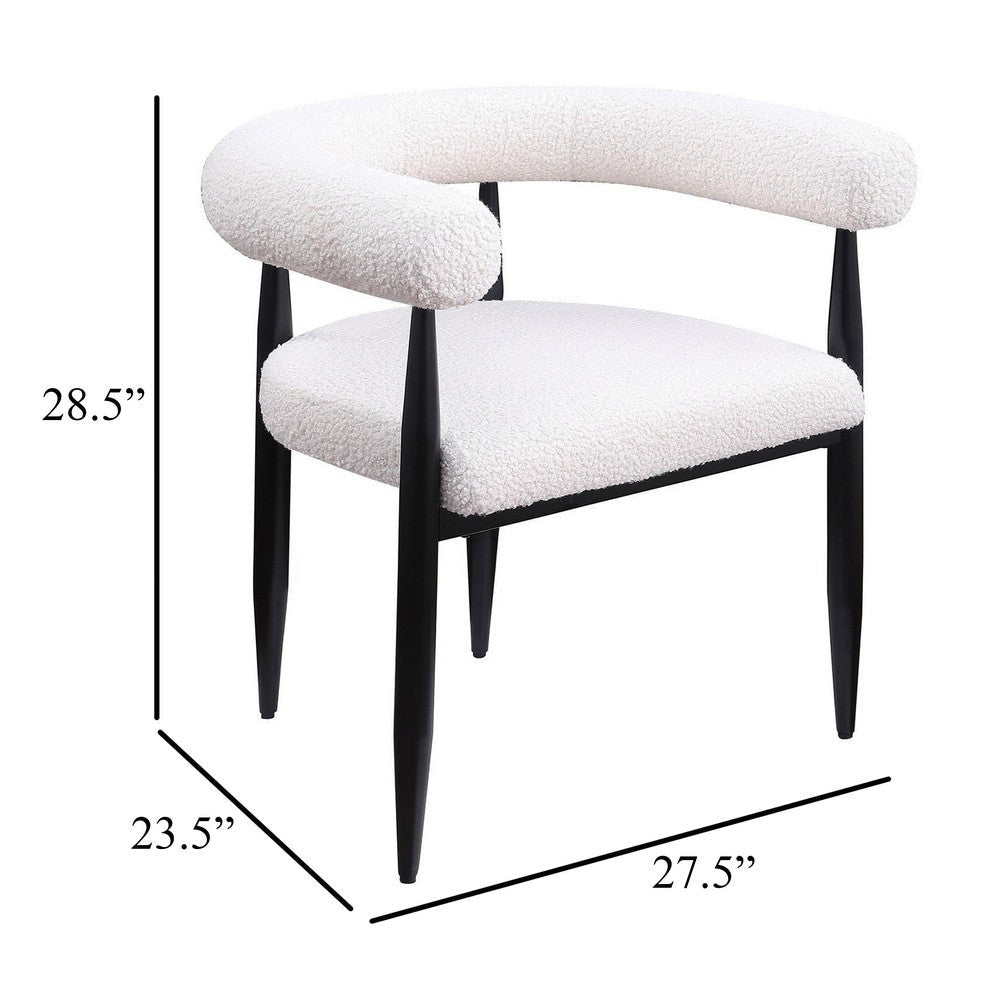 Noris Dining Chair Set of 2 White Fabric C-Shaped Back Black Metal BM329288