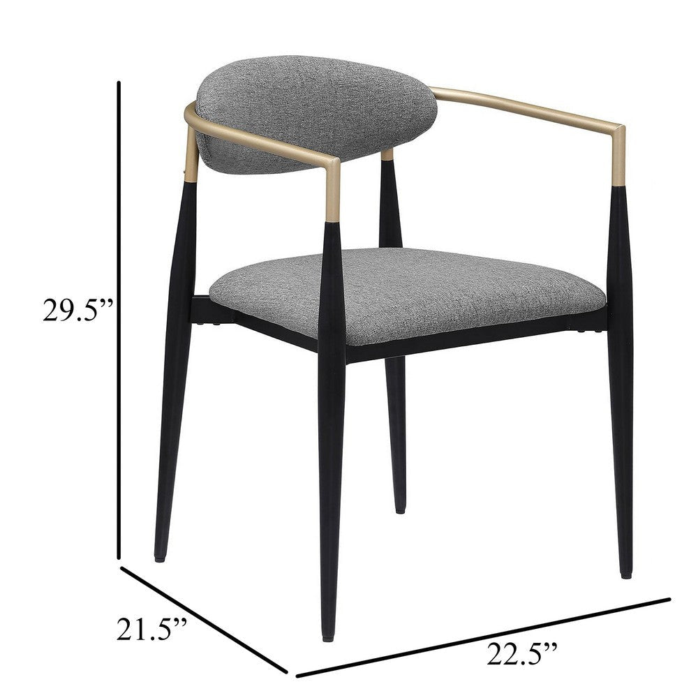 Exis Dining Armchair Set of 2 Modern Gray Fabric Sleek Black Metal BM329290
