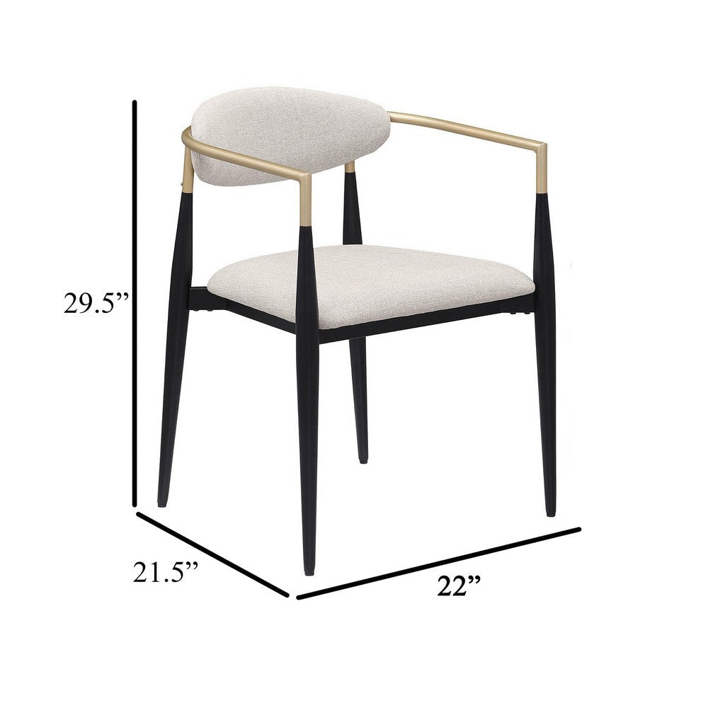 Exis Dining Armchair Set of 2 Modern Beige Fabric Sleek Black Metal BM329291