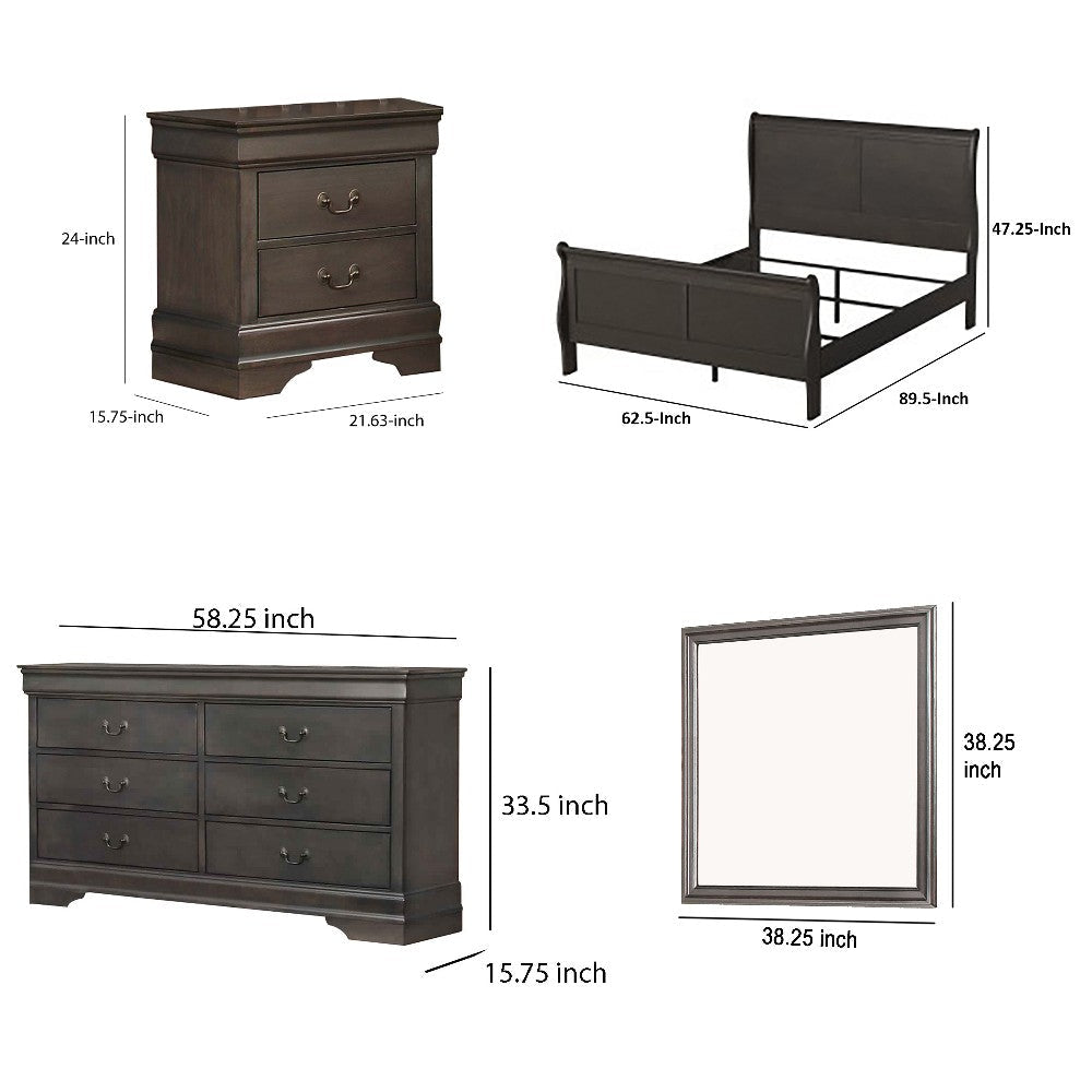 Ve 4 Piece Bedroom Set | Queen Size | Transitional | Stained Gray BM329301