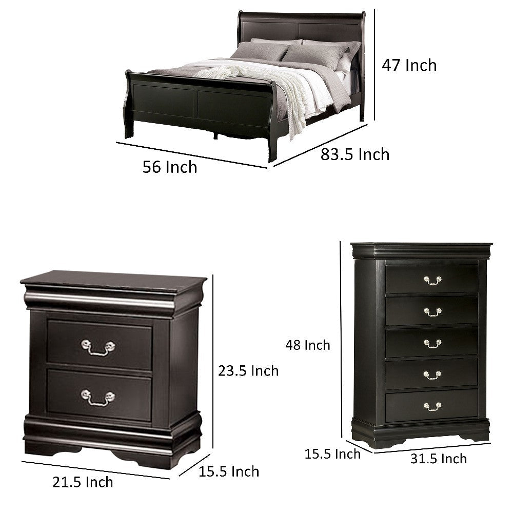 Ry 3 Piece Bedroom Set | Full Size | Modern Transitional | Black BM329302