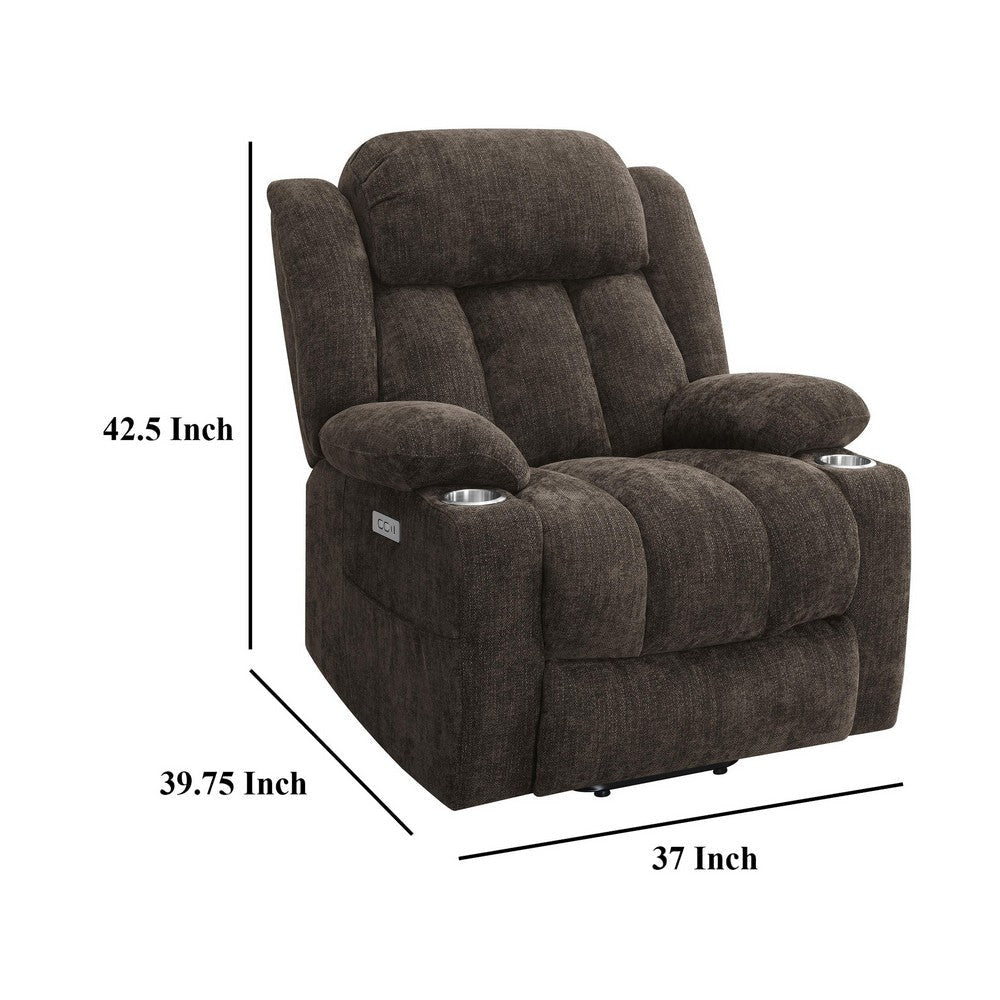 Limi Power Lift Recliner Chair Dark Brown USB Port Cupholders BM329617