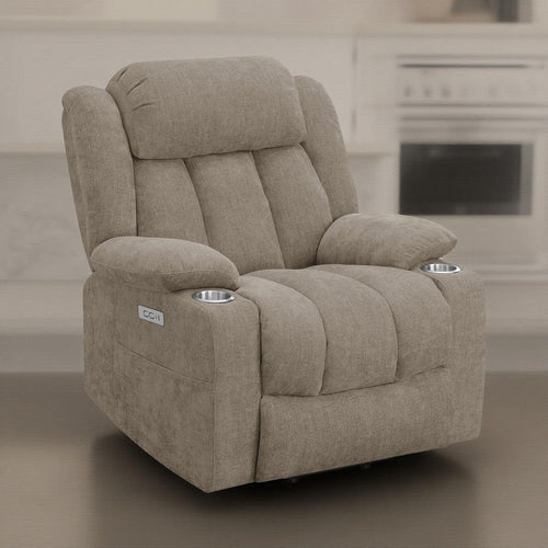 Limi Power Lift Recliner Chair, Camel Brown, USB Port, Cupholders
