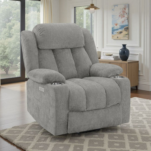 Limi Power Lift Recliner Chair, Light Gray, USB Port, Cupholders