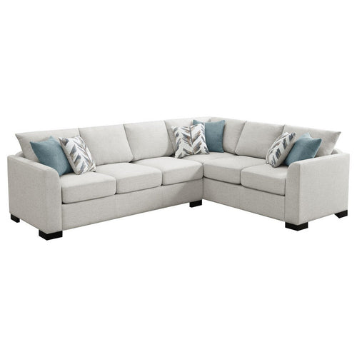Ashlee Sleeper Sectional Sofa, Greige Chenille, 6 Pillows, 111 Inch