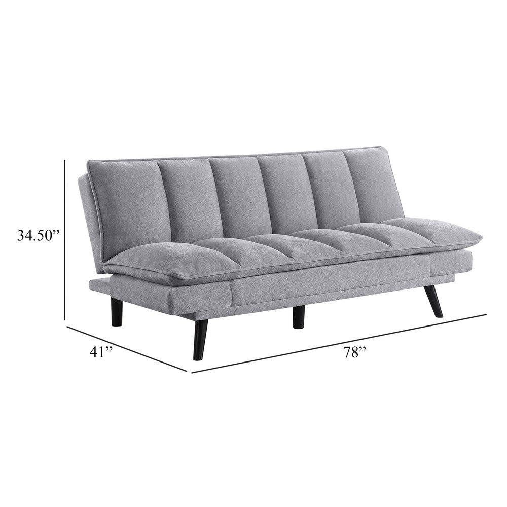 Loyla Convertible Sofa Bed Tufted Slate Gray Fabric Black 78 Inch