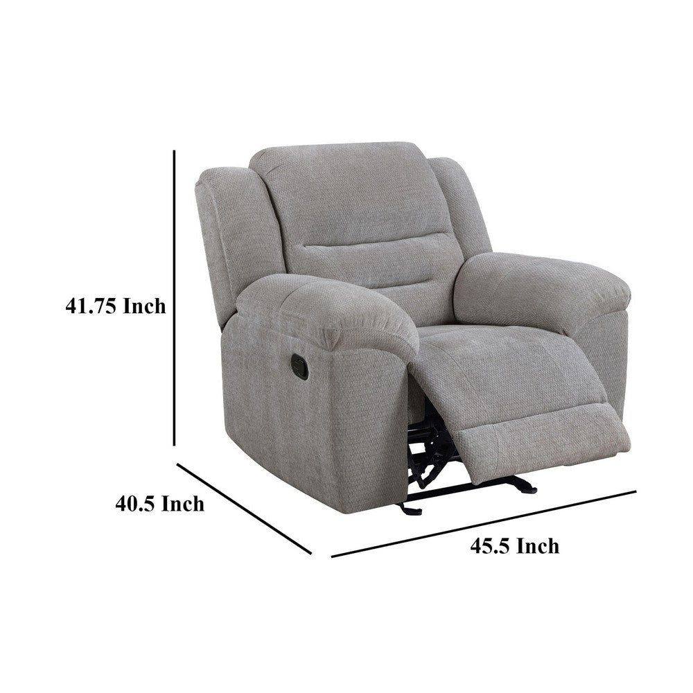 Gilo Manual Glider Recliner Armchair 46 Inch Light Gray Pillow Top BM329732