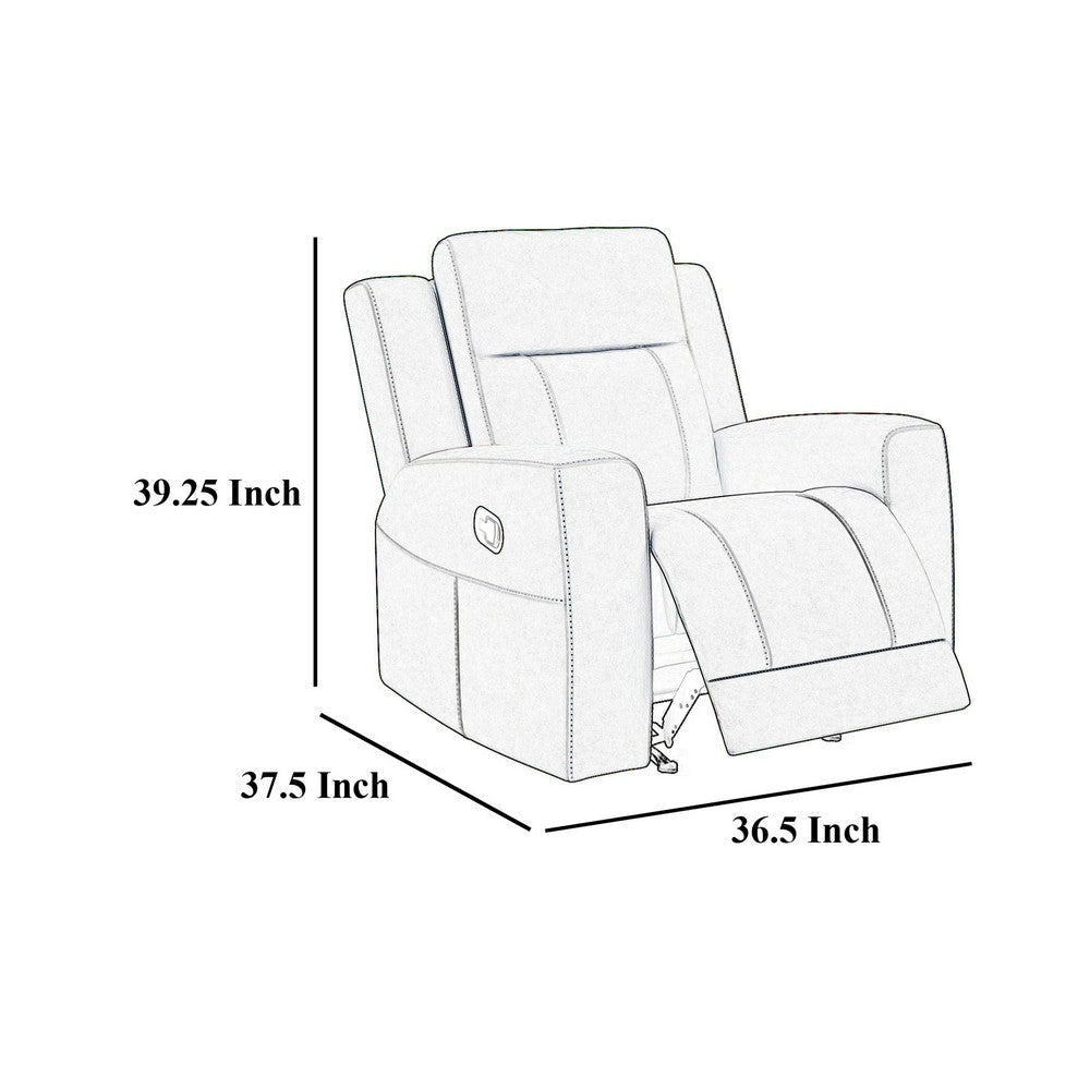 Krio Manual Recliner Chair 37 Inch Modern Charcoal Gray Faux Leather BM329738