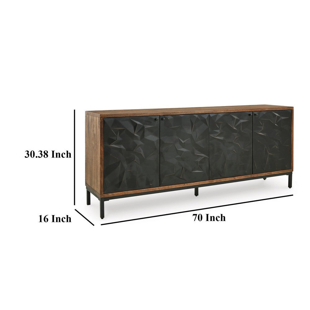 Ashley Anby Sideboard Console 4 Doors 2 Shelves Black Brown Wood 70 Inch BM329743