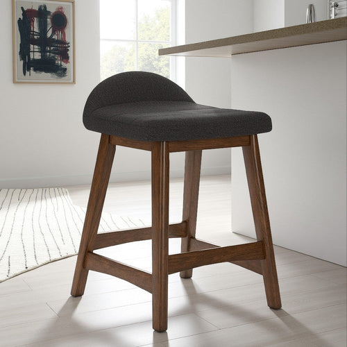 Ashley Jeyn Counter Stool with Footrest Set of 2, Brown Wood, Charcoal Gray
