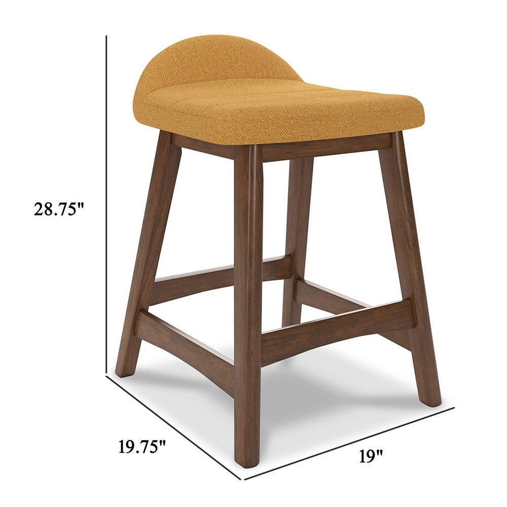 Ashley Jeyn Counter Stool with Footrest Set of 2 Brown Hardwood Yellow Seat