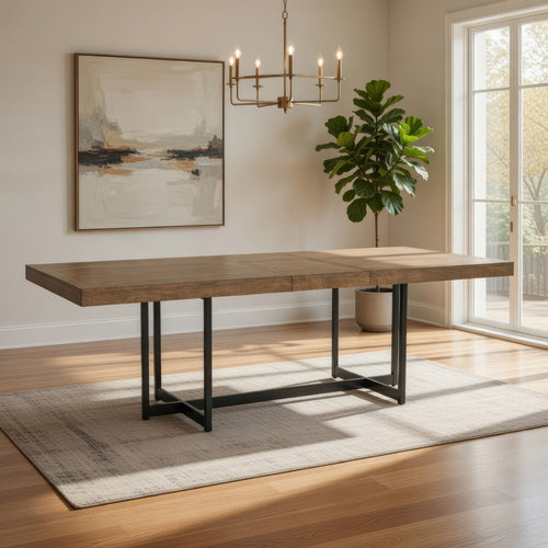 Ashley Myka Dining Table, Extension Leaf, Rectangular Brown Wood 80-98 Inch