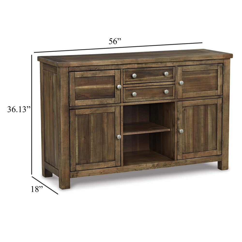 Ashley Chip Dining Room Server 2 Drawers and 4 Cabinet Nutmeg Wood 56 Inch BM329769